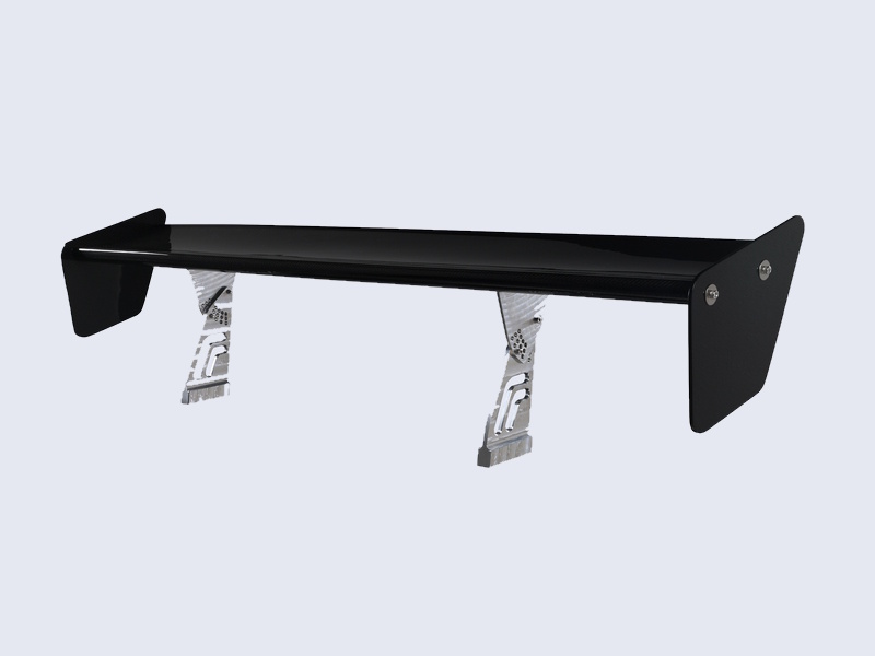rear wing spoiler, square setup. 100% carbon fibre, pre-preg carbon, lacquered and lacquered finish